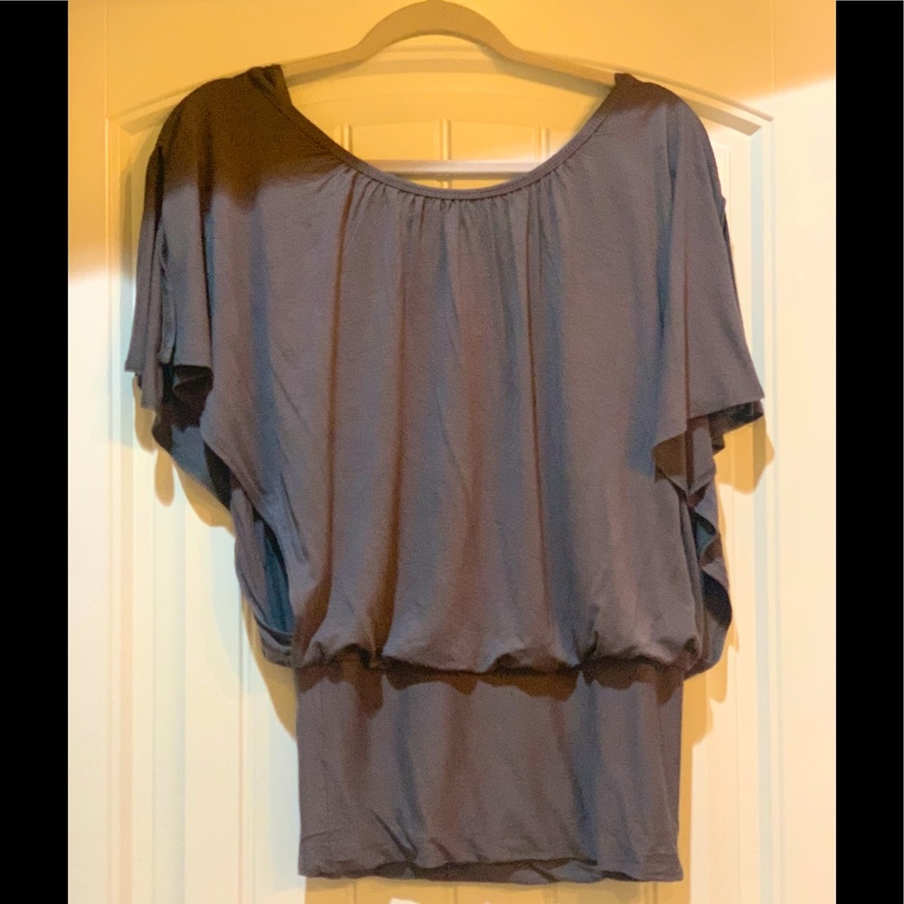 Grey drape blouse